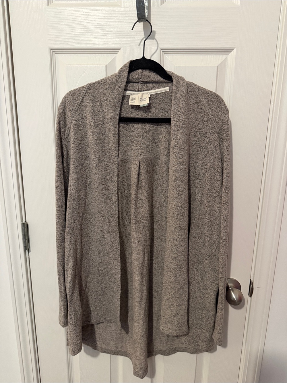 Open-Front Shawl Collar Cardigan Sweater - Light Gray